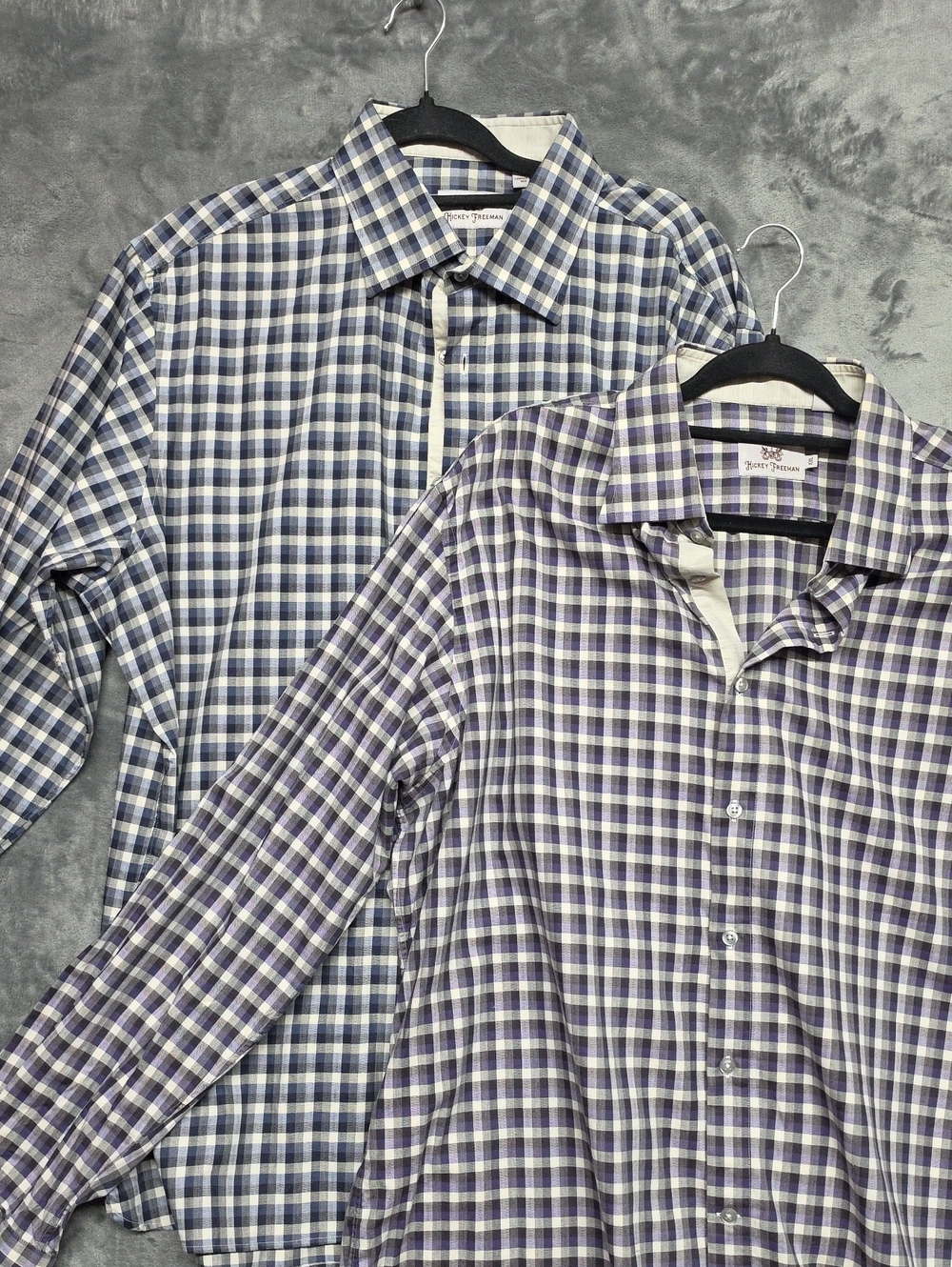 Hickey Freeman Two-Pack Plaid Button-Down Shirts in Blue & Purple Sz XXL